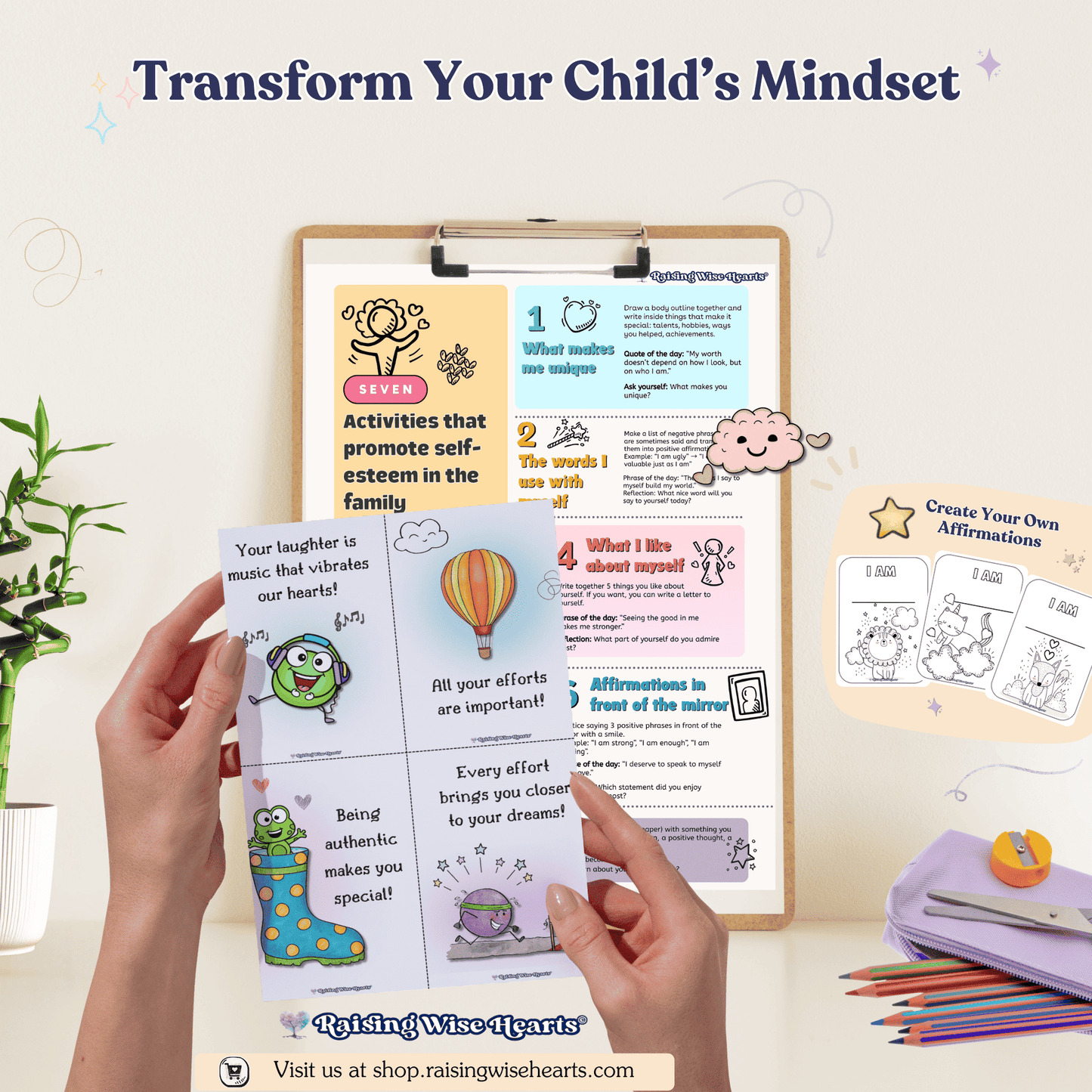 Positive Affirmations for Kids – Confidence & Self-Esteem Kit - Growing Mindset