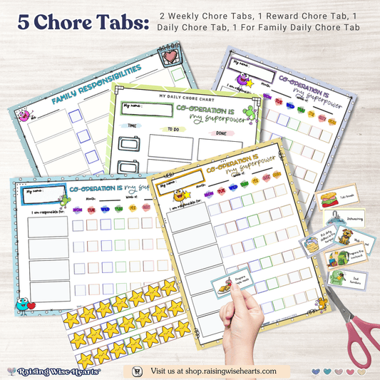 Family habits board showing weekly task cards and reward system for kids